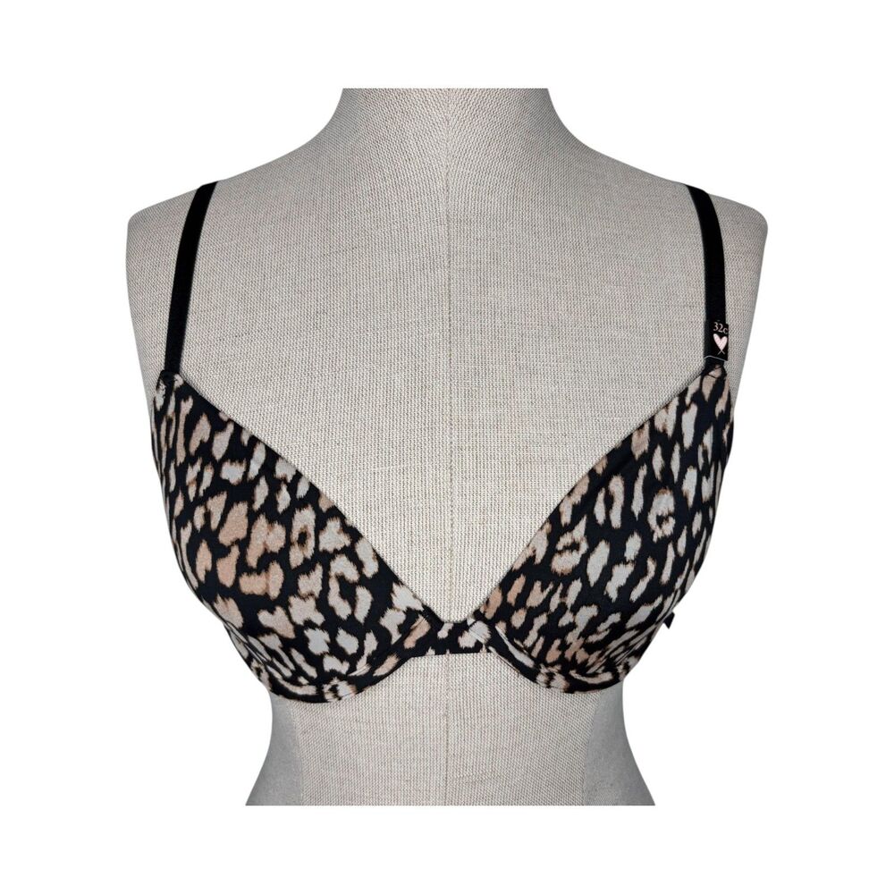 NWT Victoria’s Secret Unlined Demi Bra - Leopard Print - sz 32C Black & Tan VS